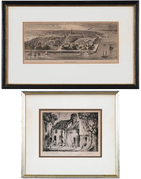 Elizabeth White, The Pink House, Charleston, etching