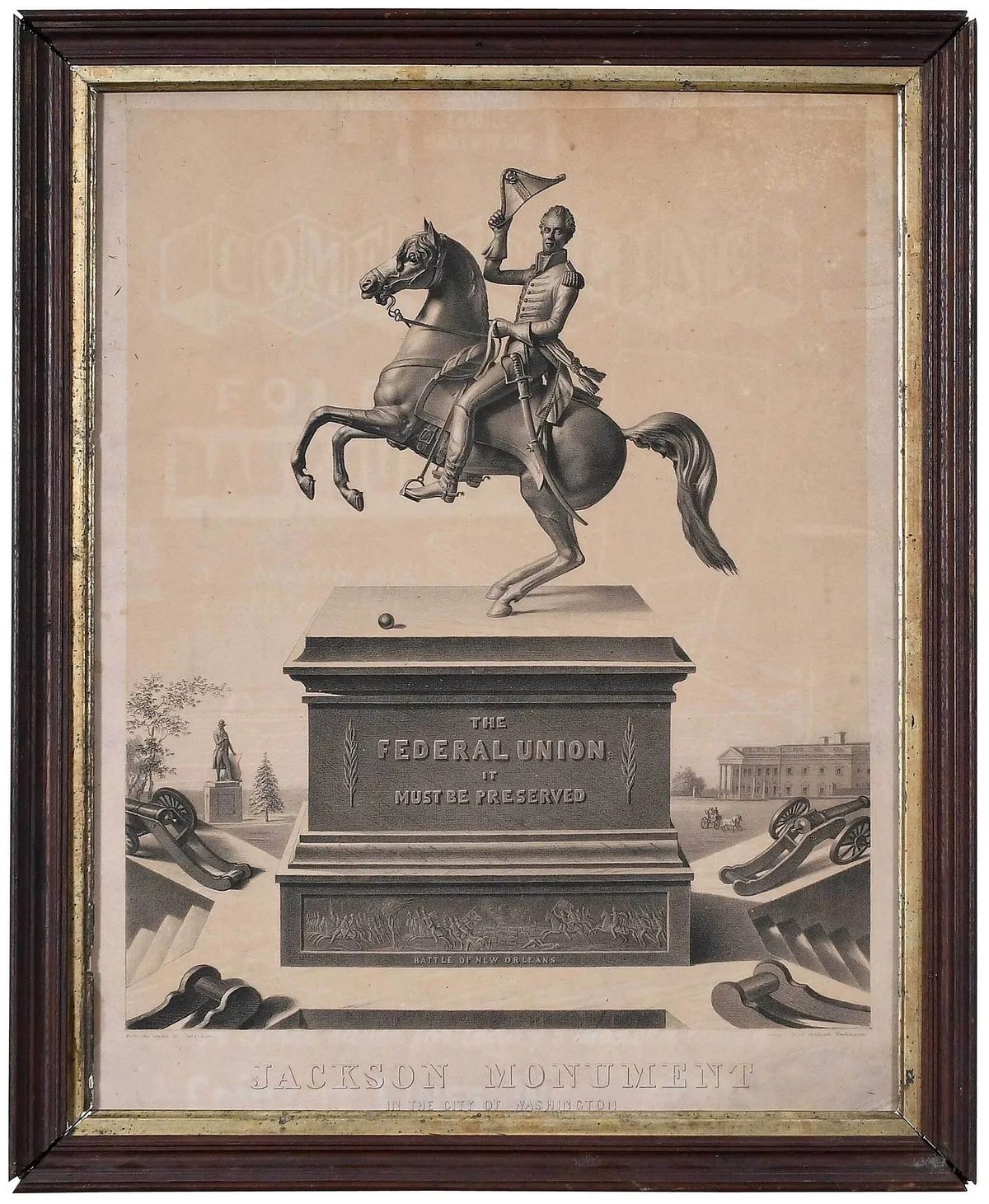 Andrew Jackson Monument Print, After Clark Mills, 1848, lithograph on wove paper