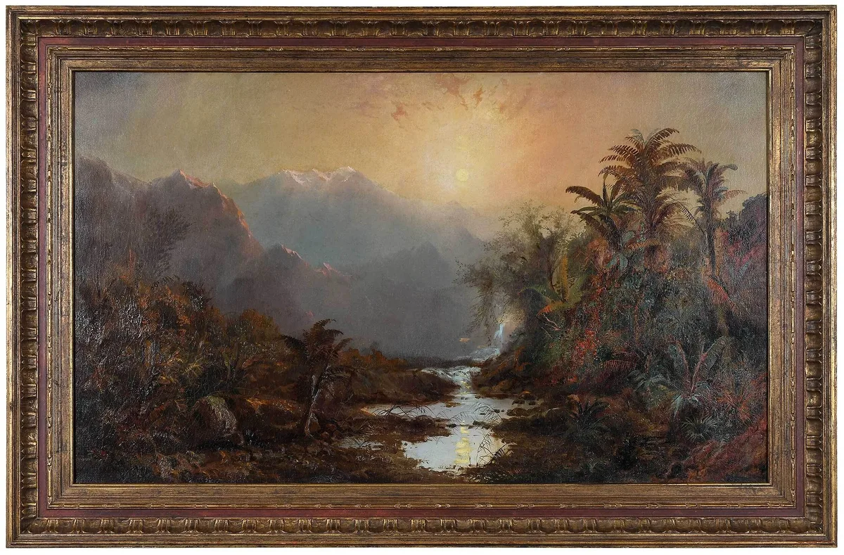 Tropical Landscape by Elizabeth Gilbert Jerome, oil on canvas, offered Sep 2022