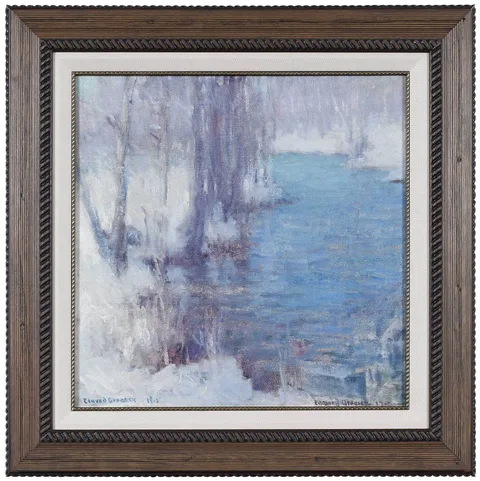 Snow Scene by Edmund Greacen, oil on canvas, sold Sep 2022