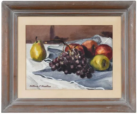 Antonio Martino, Still Life with Pears and Grapes, watercolor on paper