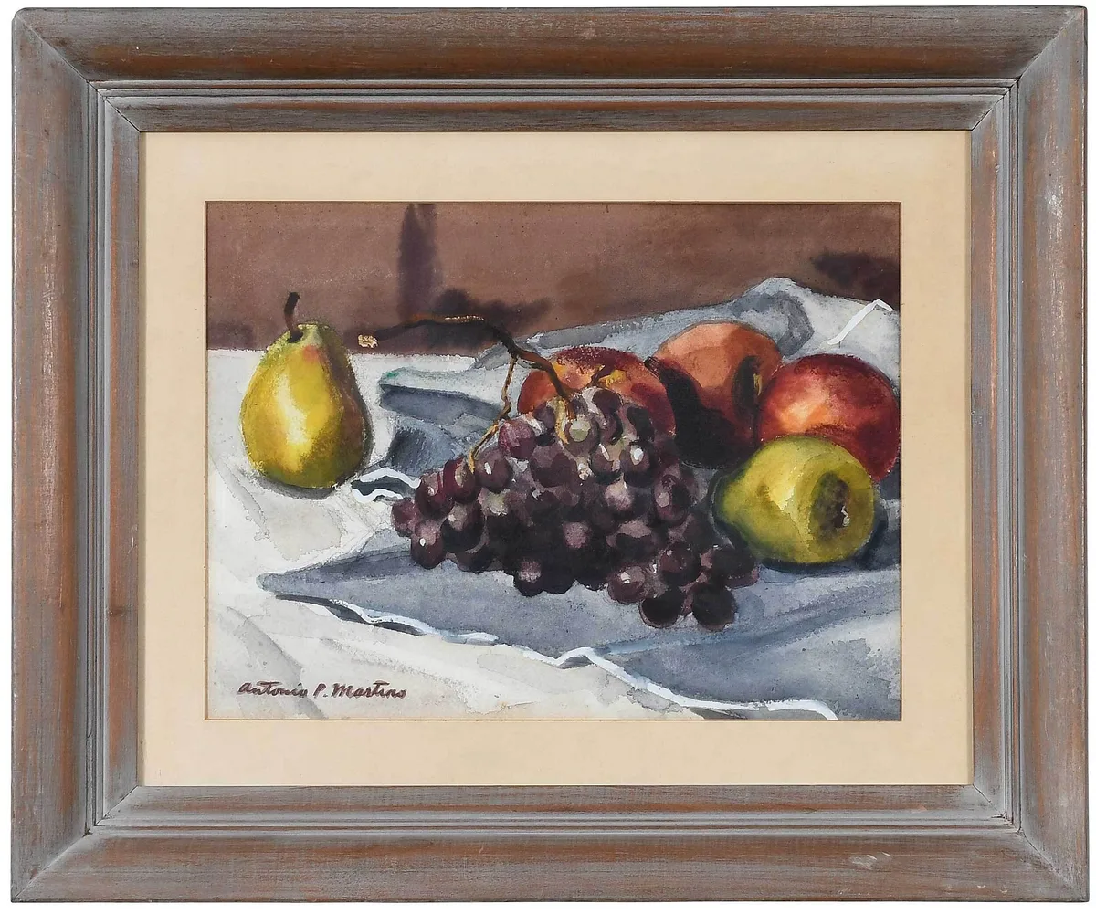 Antonio Martino, Still Life with Pears and Grapes, watercolor on paper