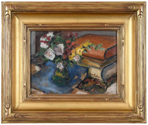 Walt Kuhn, Still Life of Books and Flowers, 1929, oil on board