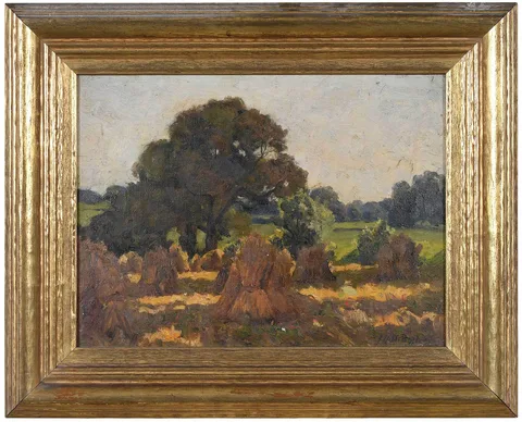 John Noble Barlow, Haystacks, Lamorna, Penzance, oil on canvas