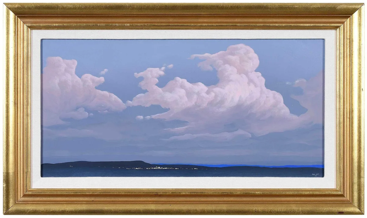 Evening Over Taos Mesa by Phil Epp, oil on Masonite, sold Sep 2022