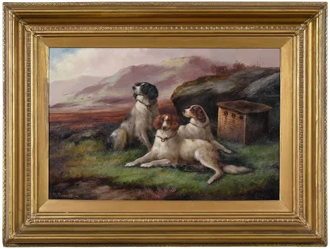 Robert Cleminson, Highlands Gun Dogs, oil on canvas
