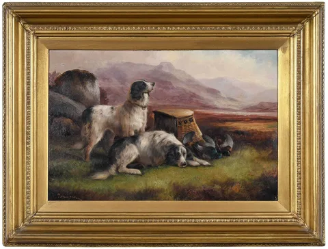 Robert Cleminson, Highlands Gun Dogs by the Day's Catch, oil on canvas