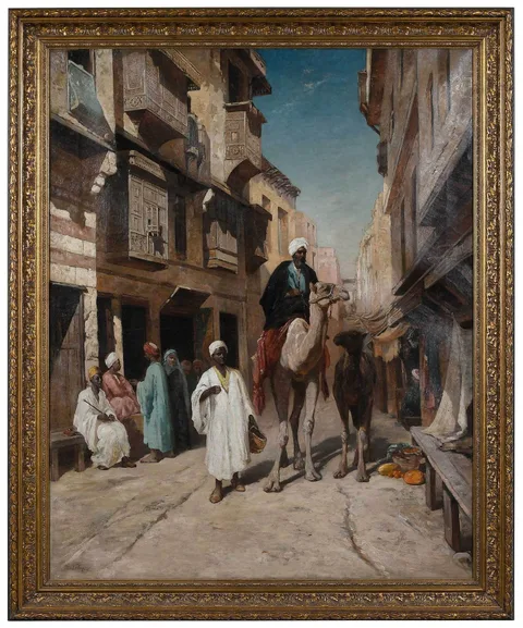 John Varley, A Market Street, Cairo, 1886, oil on canvas