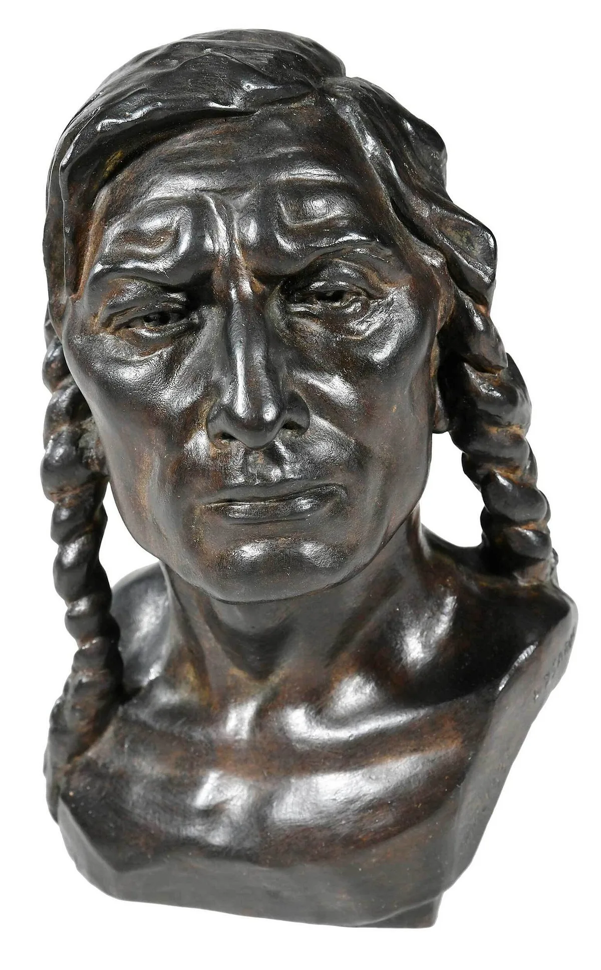 Malvina Cornell Hoffman Bronze Head, Apsarok (Crow Native), 1930, patinated bronze