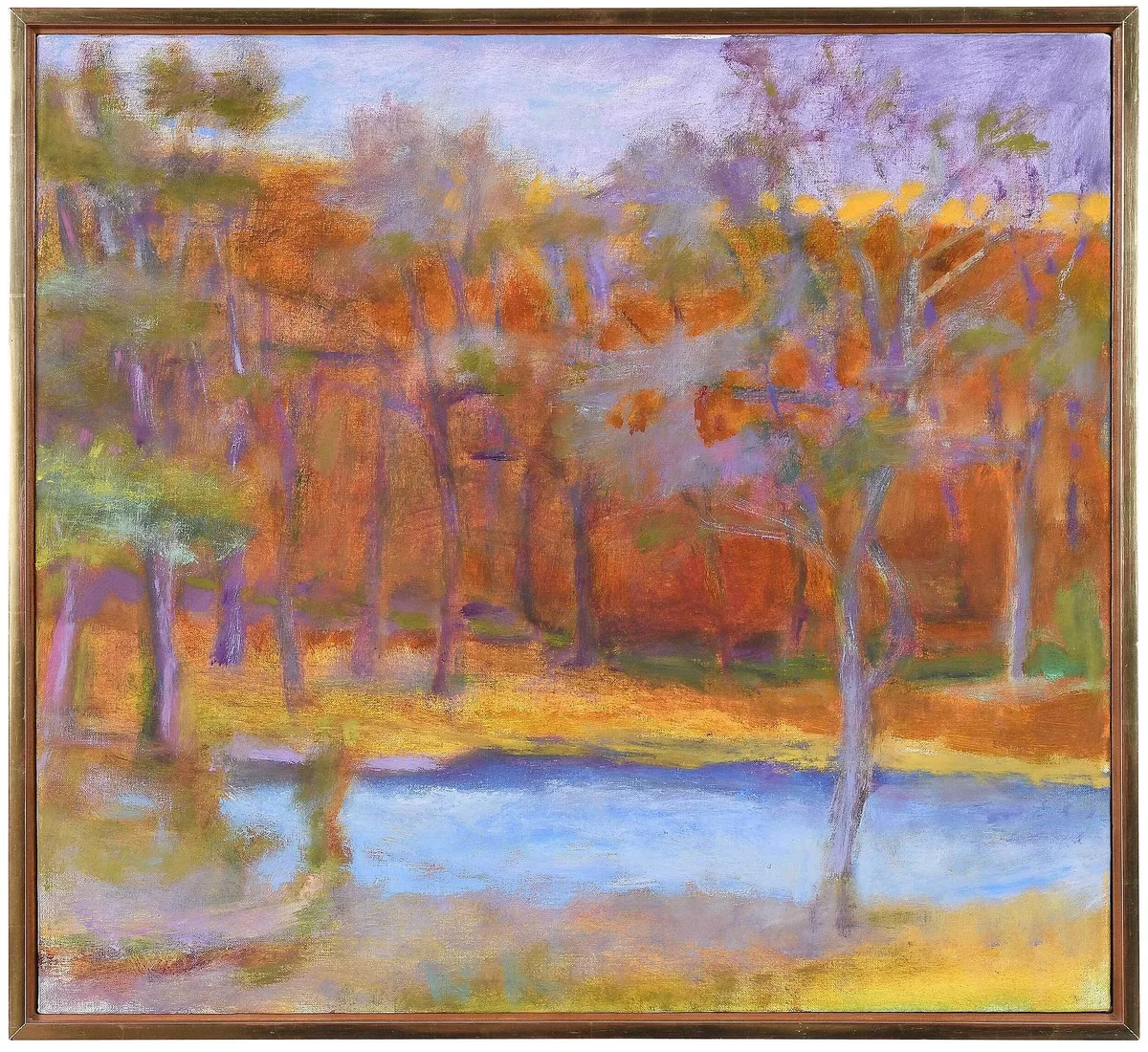 Across a Pond by Wolf Kahn, 1997, oil on linen, sold Sep 2022