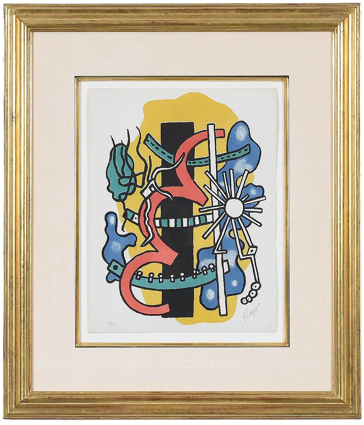 Fernand L‚ger, Composition (Saphire 17), 1947, color lithograph