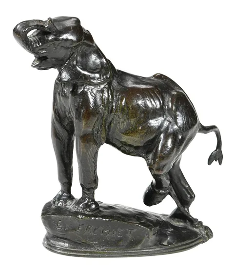 Emmanuel Fr‚miet, L'‚l‚phant entrav‚, patinated bronze