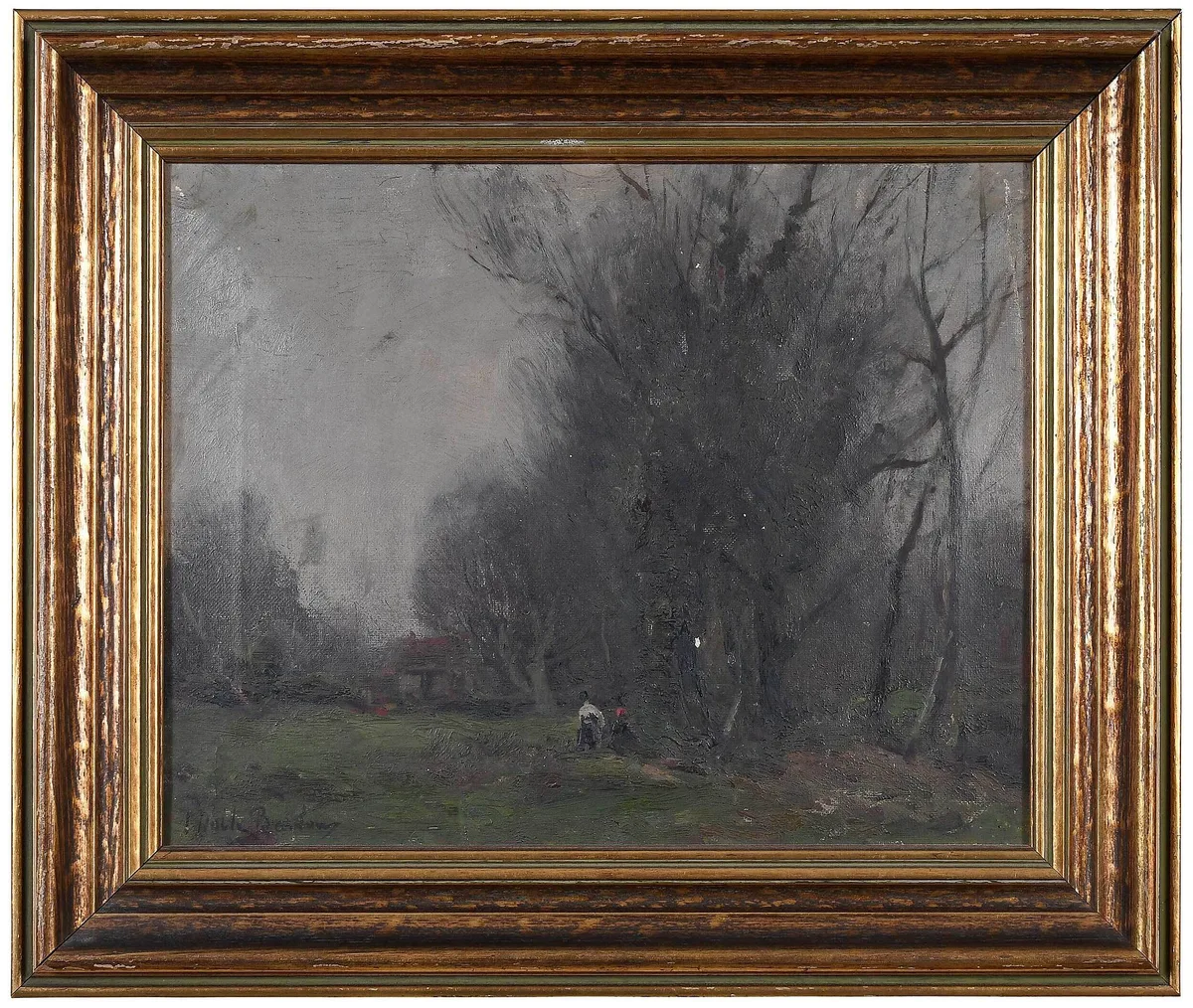 Evening Landscape, Burnham Beeches by John Noble Barlow, oil on canvas, sold Sep 2022