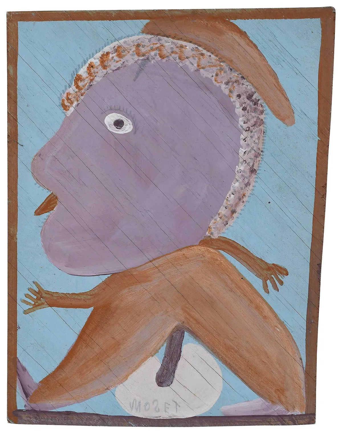 Jim Jack Moose Man by Mose Tolliver, oil on board, sold Sep 2022