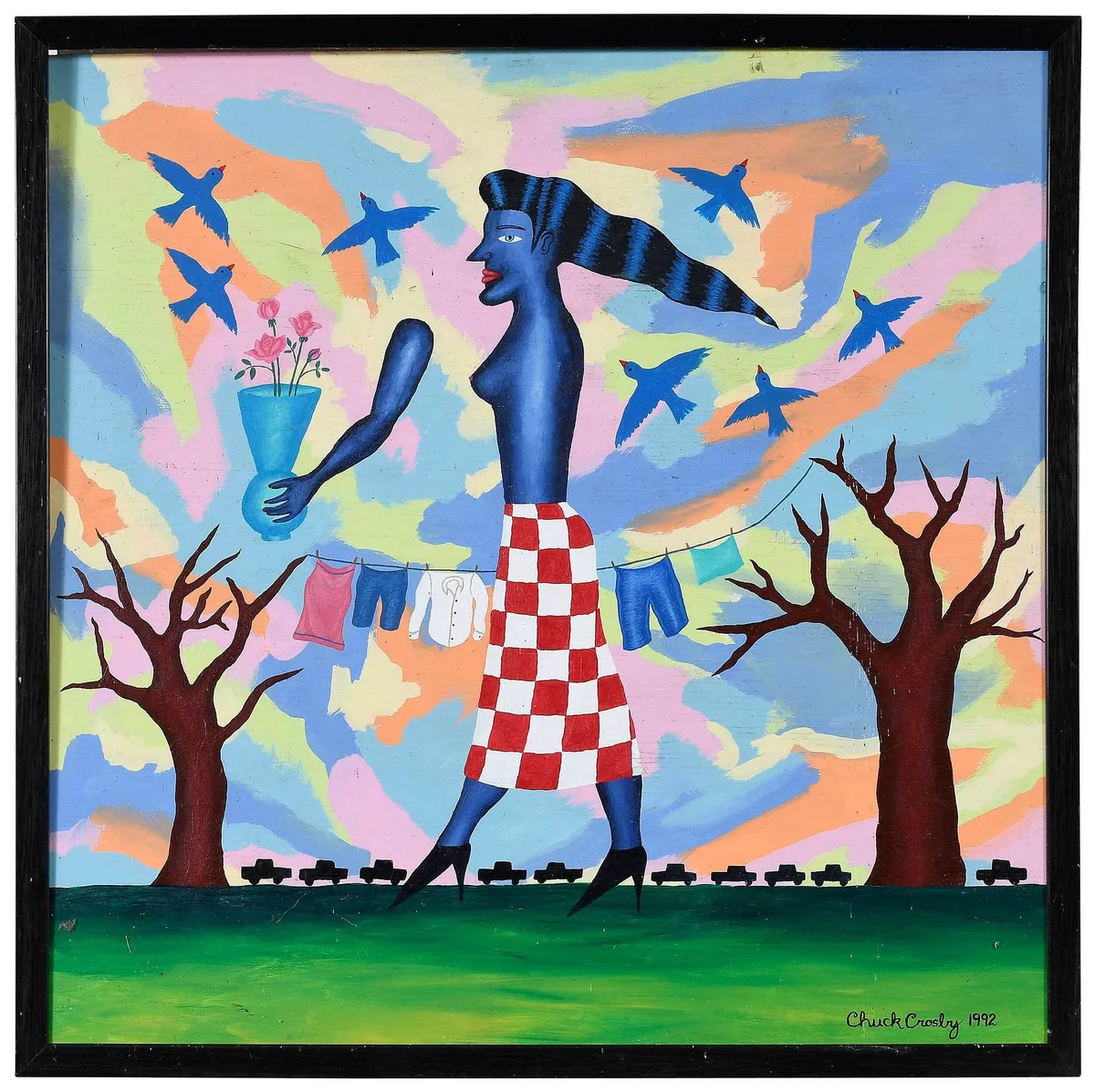 Chuck Crosby, The funeral, oil on panel