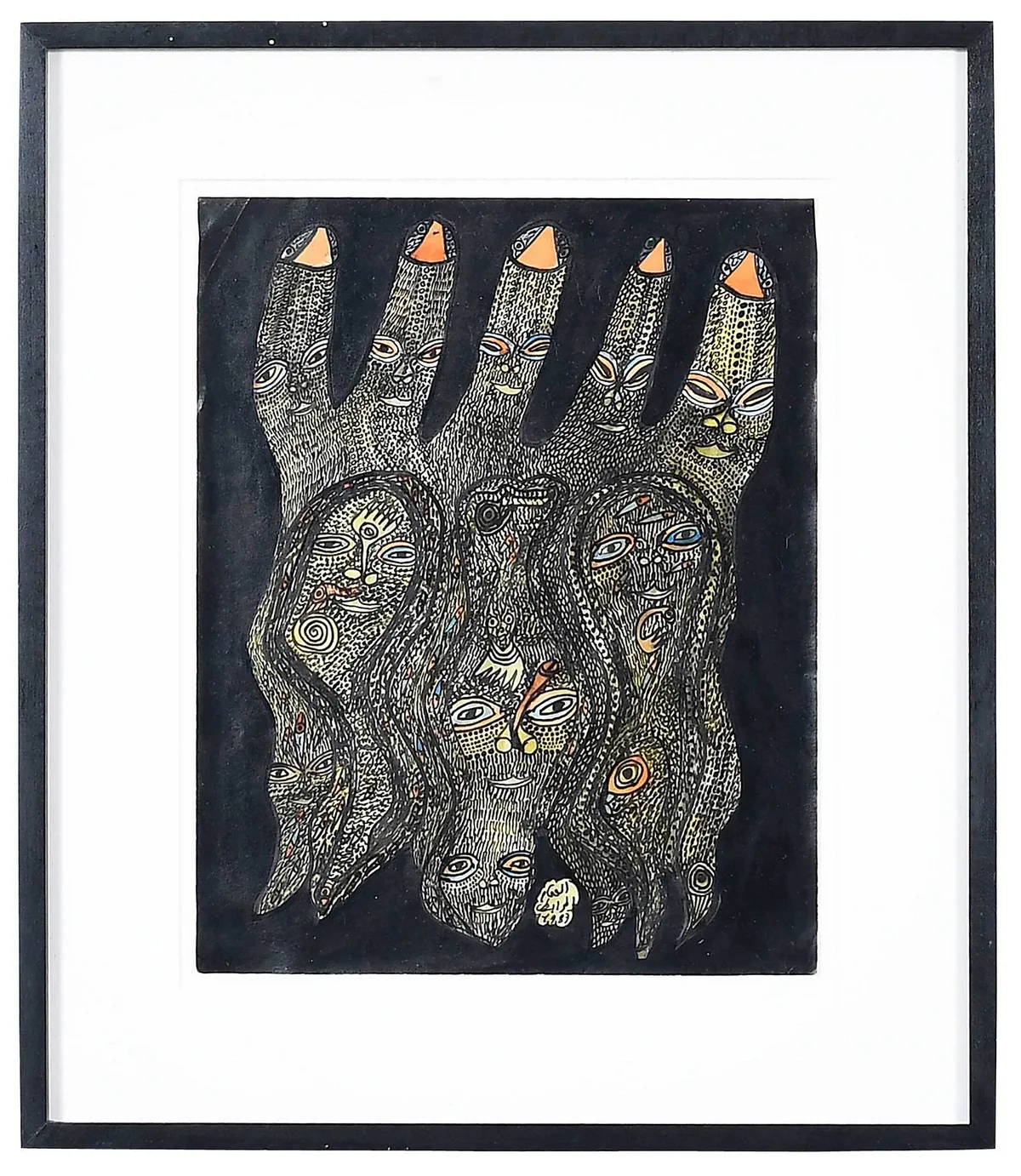 Untitled by Mohamed Mrabet, 1983, watercolor and marker on paper, sold Sep 2022