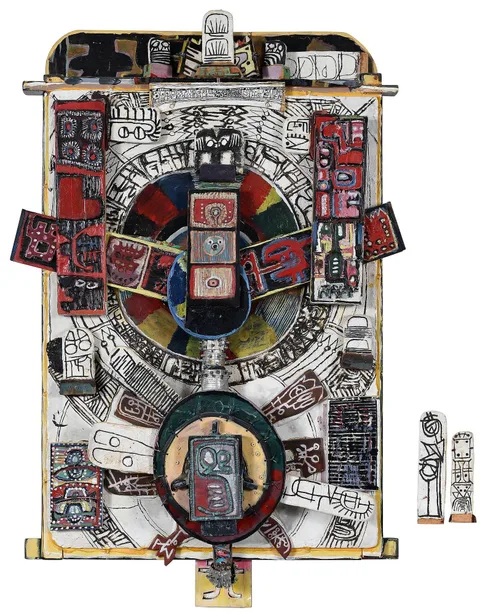 Untitled, three dimensional assemblage by Keith Goodhart, mixed media construction, offered Sep 2022