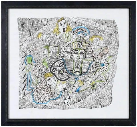 Alpha Andrews, Historical Scene, felt pen and ink on paper