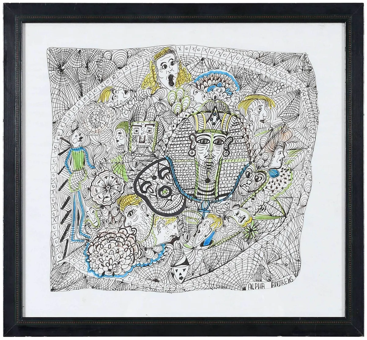 Alpha Andrews, Historical Scene, felt pen and ink on paper
