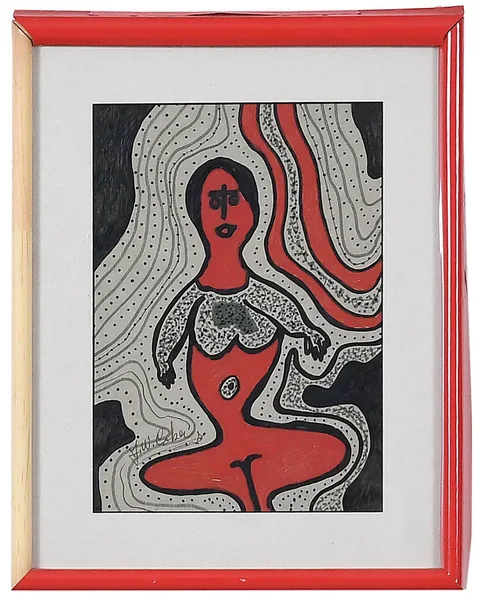 Jerry Coker, Red woman, watercolor on paper
