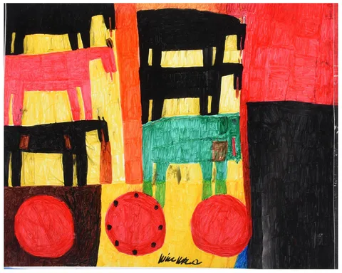 Willie White, Untitled (Horses), felt pen on paper