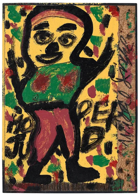Willie Jinks, Hoper Jud, oil on wooden cabinet door
