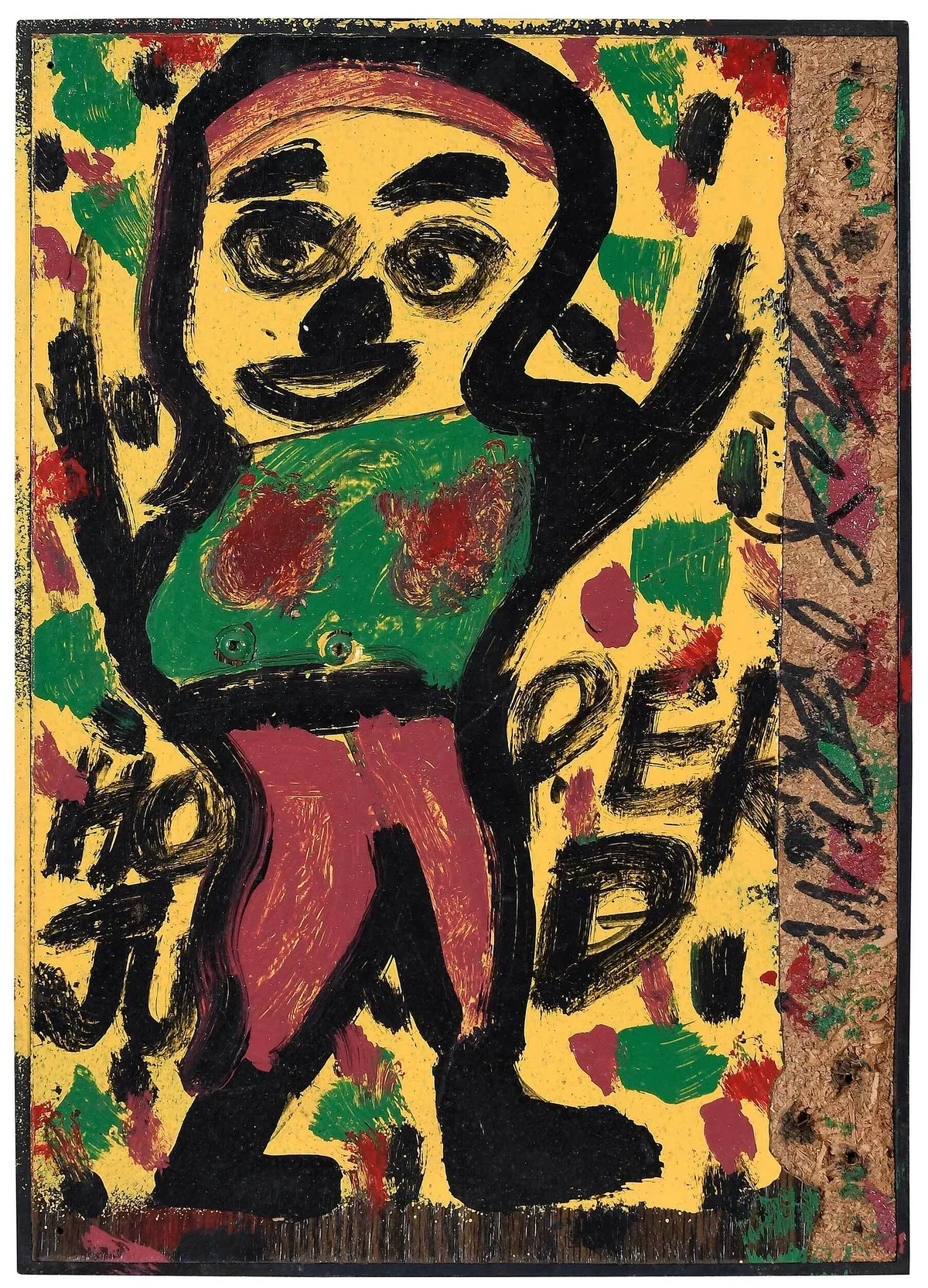 Willie Jinks, Hoper Jud, oil on wooden cabinet door