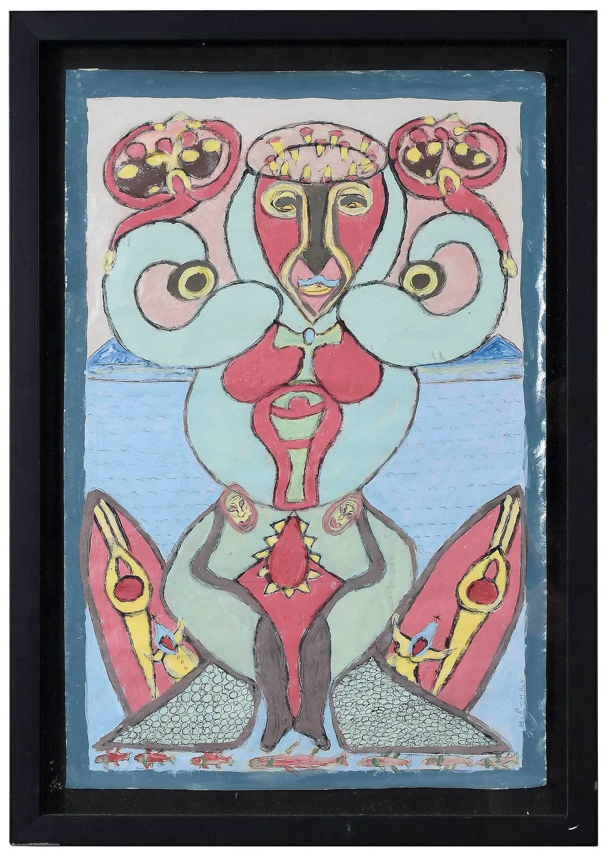 Sea Goddess by Max Romain, mixed media on paper, offered Jul 2022