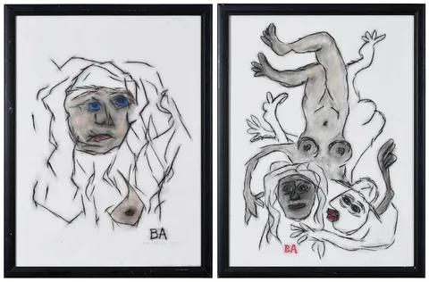 Butch Anthony, Untitled, Two pastels on paper: The Kiss