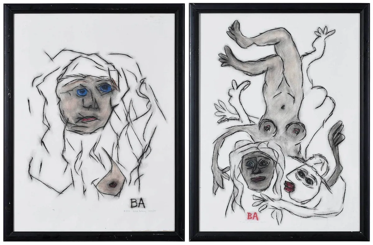 Butch Anthony, Untitled, Two pastels on paper: The Kiss