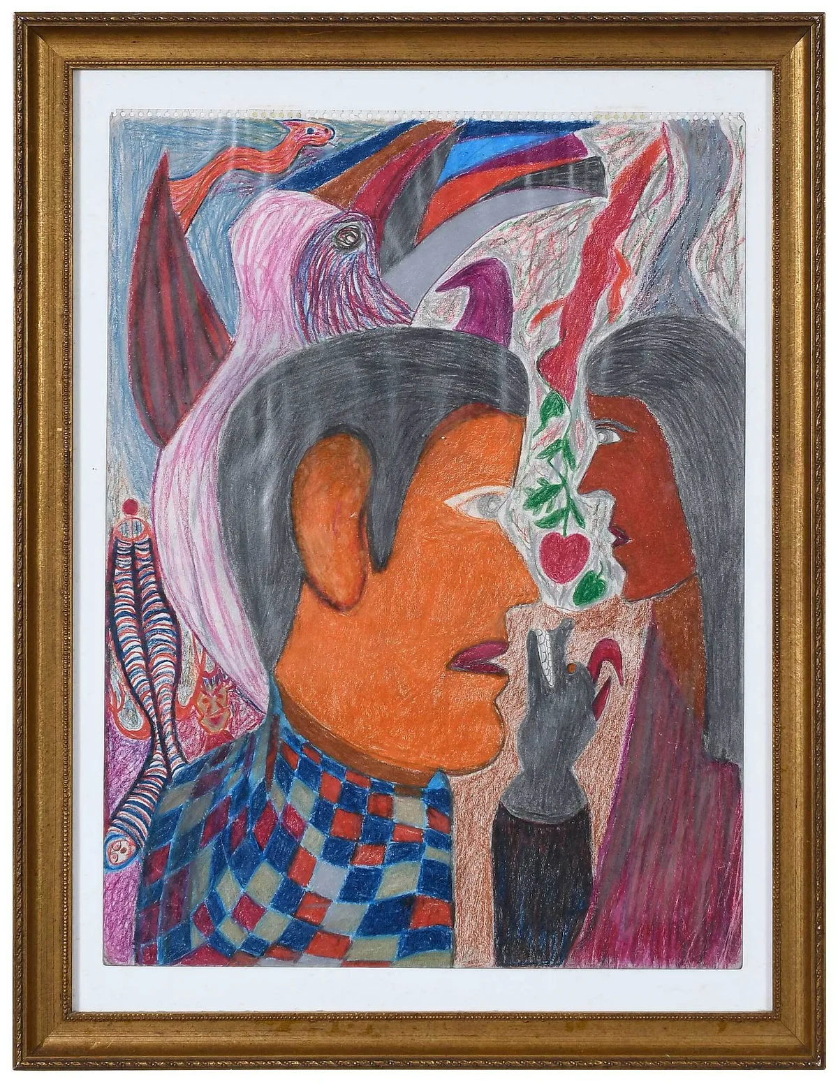Simon Sparrow, Untitled, Adam and Eve, crayon and graphite on paper