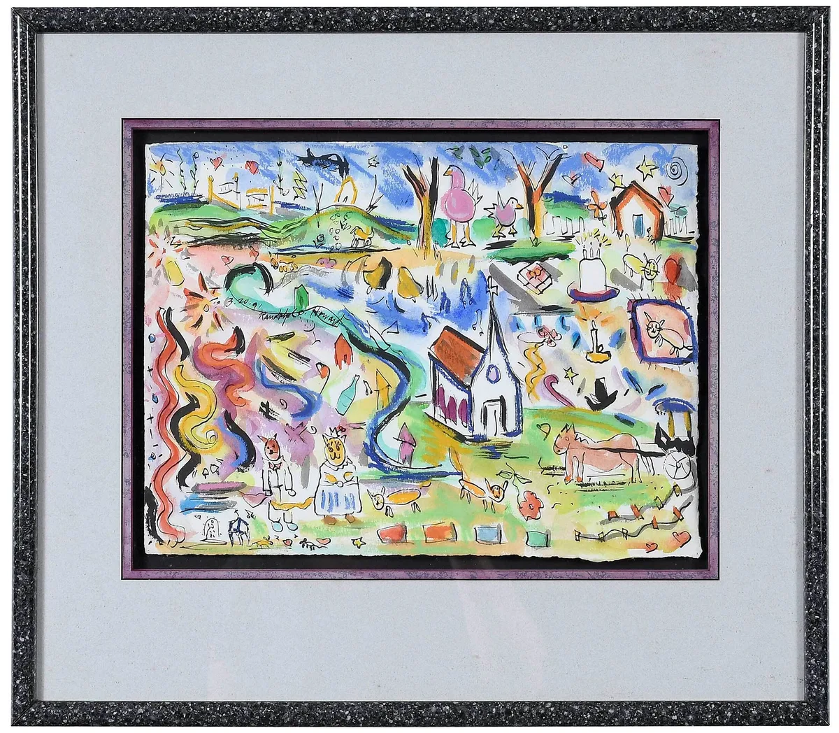 Randolph Howard, Cats Wedding, watercolor on paper