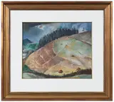 Will Henry Stevens, Landscape Hillside with Haystacks