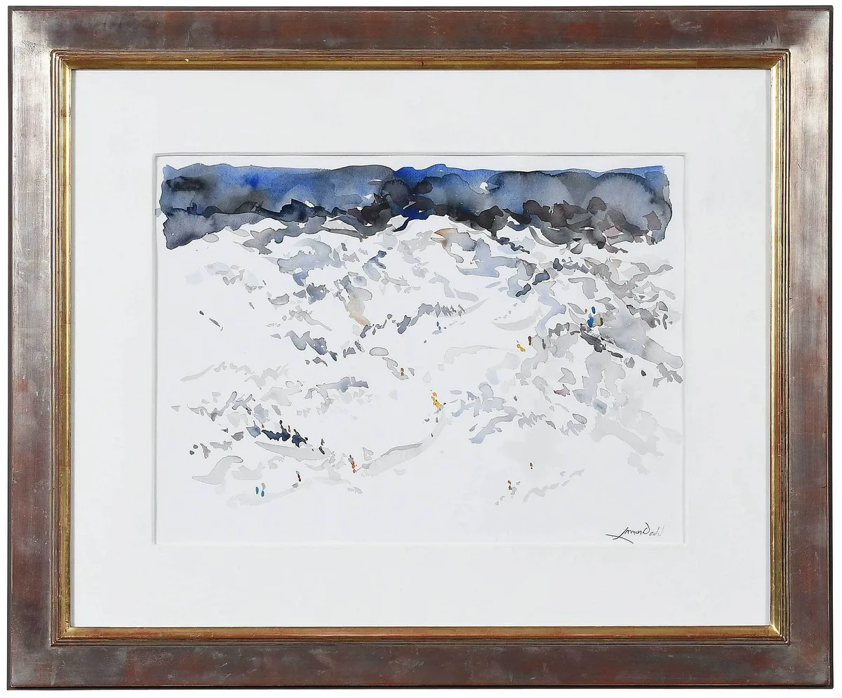 Cloudy Day Olympics by Lamar Dodd, watercolor on paper, sold Jul 2022