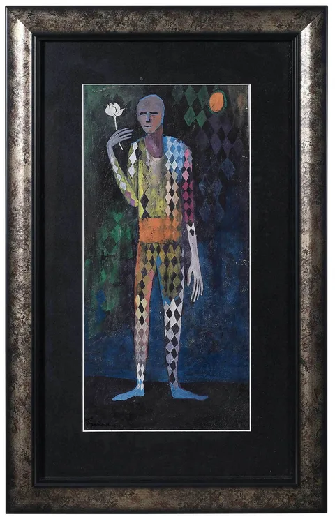 Henry Faulkner, Harlequin, oil on paper
