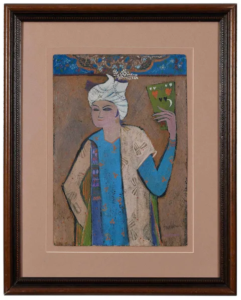 Henry Faulkner, Figure in Turban, oil on cardboard