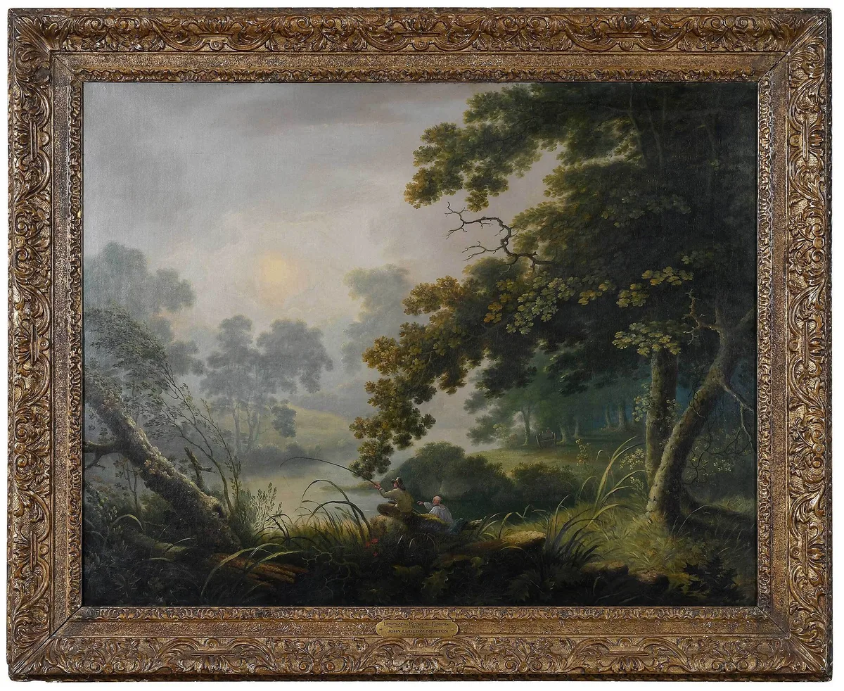 John Ludlow Morton, Landscape, River and Fishing, 1855, oil on canvas