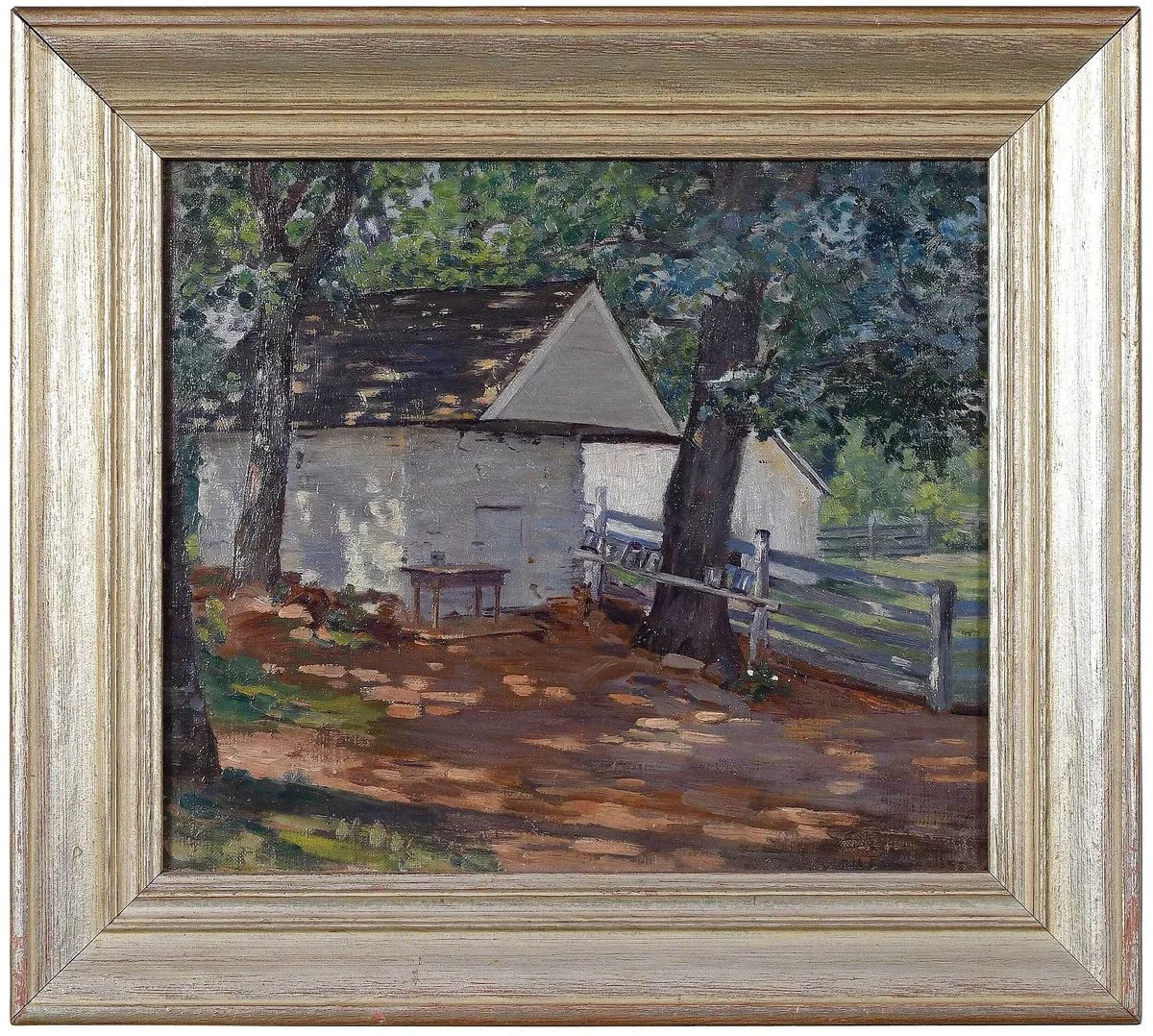 Hattie E. Burdette, Summer Day by the Stable, oil on canvas