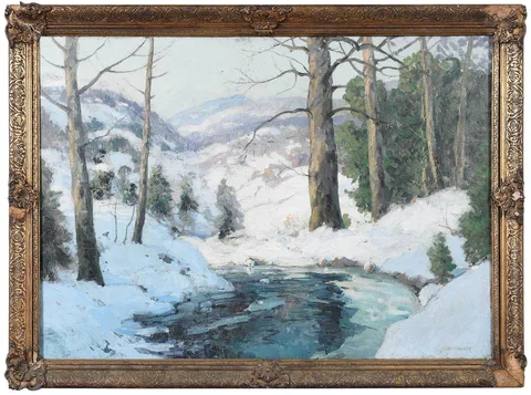 Walter Koeniger, White Mountain Snow Scene, oil on canvas