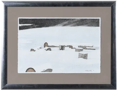 William Wolk, Snow Devil, watercolor on paper
