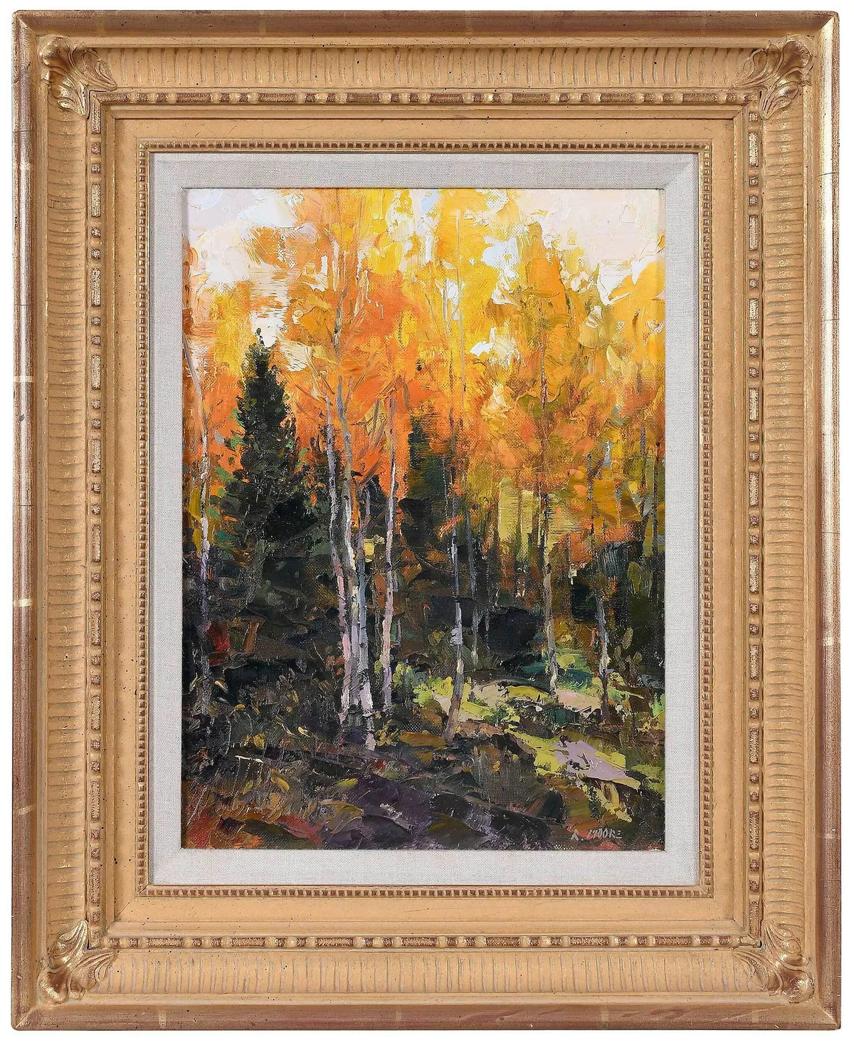 Autumn Study by Robert Moore, oil on prepared canvas board, sold Jul 2022