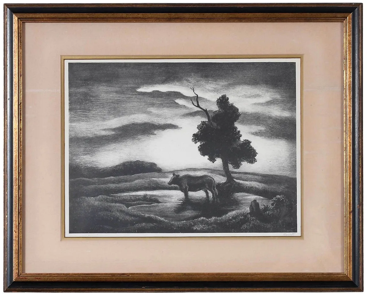 Sunset by Thomas Hart Benton Lithograph, 1941, lithograph on paper, sold Jul 2022