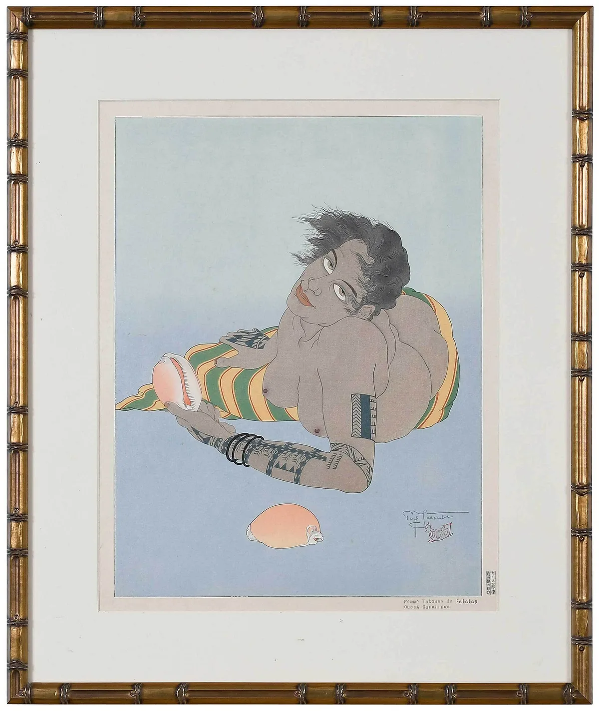 Paul Jacoulet, Femme Tatouee de Falalap/Ouest Carolines, circa 1935, woodblock print