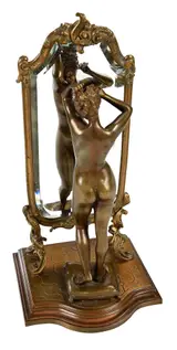 Émile Pinedo, Woman Combing Hair in Front of a Mirror