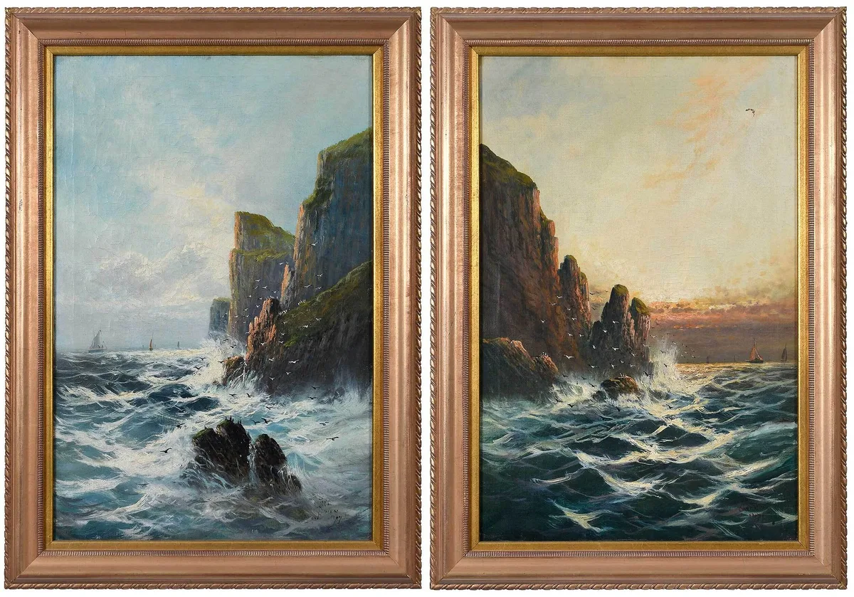 Joel Owen, Pair of Coastal Scenes, both signed lower right "Joel Owen 19..?, oil on canvas