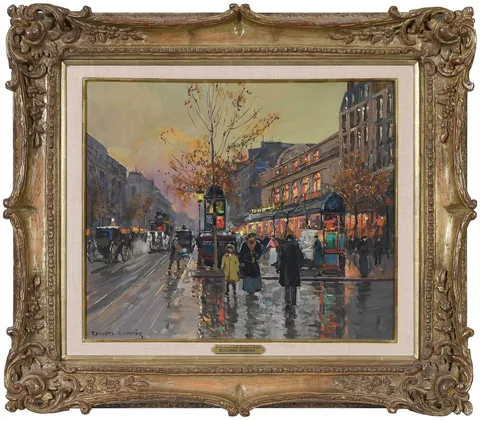 Edouard CortŠs, Le Boulevard de la Madeleine Le Soir, spurious signature lower left "Edouard Cortes", "4357" number inscribed verso strainer, oil on canvas