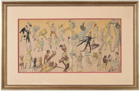Circus Scenes Illustration, Circus Scene Vignettes, watercolor on board