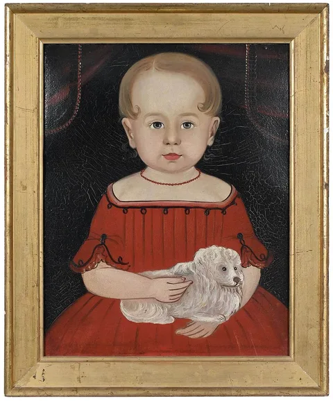 William Matthew Prior, Young Girl with Her Dog, oil on board
