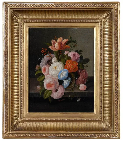 Severin Roesen, Floral Still Life, oil on panel