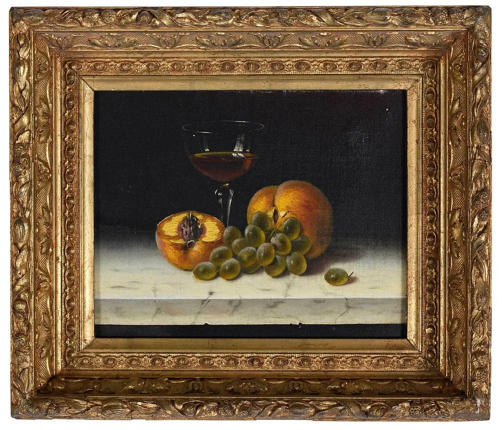 Thomas Hope, Still Life with Grapes and Wine Glass, oil on canvas